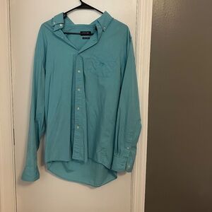 Chaps Light blue/ aqua color Mens medium button up dress shirt(050)